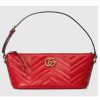 Replica Gucci Women GG Marmont Small Shoulder Bag Red Matelassé Chevron Leather