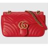 Replica Gucci Women GG Marmont Small Shoulder Bag Red Matelassé Chevron Leather Double G