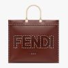 Replica Fendi Women Sunshine Medium Leather Shopper-Maroon