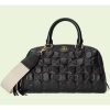 Replica Gucci Women GG Matelassé Leather Top Handle Bag Black Matelassé Leather Double G