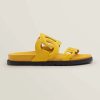 Replica Hermes Women Extra Sandal in Suede Goatskin-Yellow
