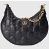 Replica Gucci Women GG Matelassé Small Shoulder Bag Black Double G Zip Closure