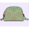Replica Gucci Women GG Ophidia Jumbo GG Small Shoulder Bag Camel Mint Leather