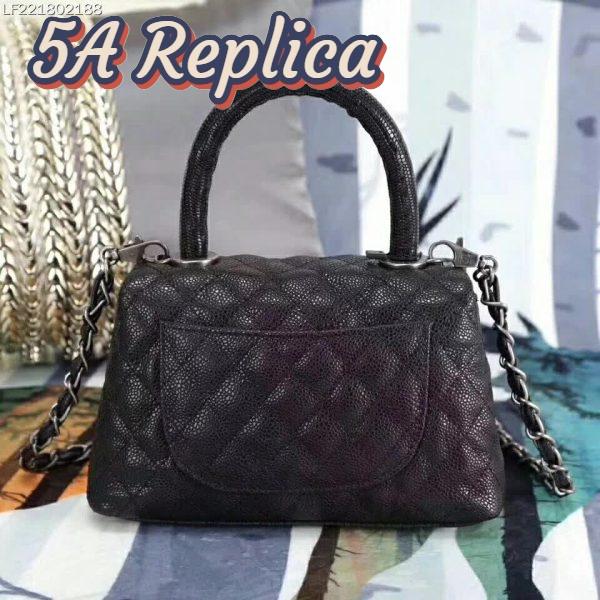 Replica Chanel Coco Caviar Lizard Quilted Mini Flap Bag with Top-Handle-Black 4