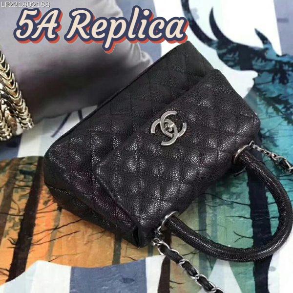 Replica Chanel Coco Caviar Lizard Quilted Mini Flap Bag with Top-Handle-Black 7