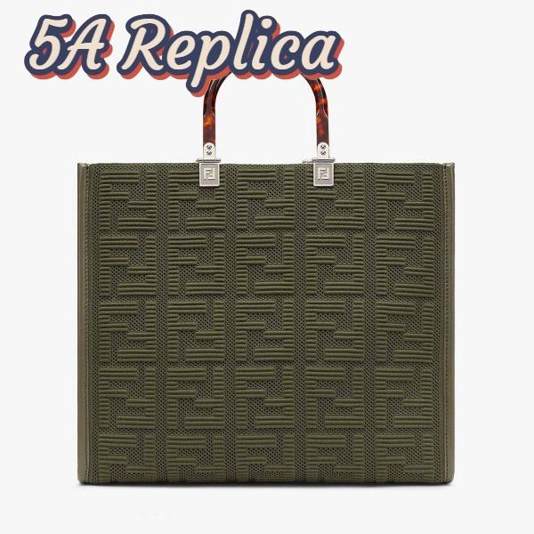 Replica Fendi Women Sunshine Medium FF Fabric Shopper-Green 2
