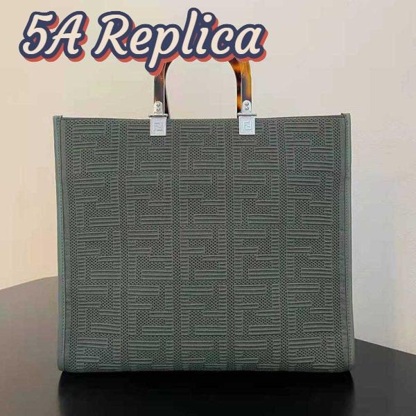 Replica Fendi Women Sunshine Medium FF Fabric Shopper-Green 4