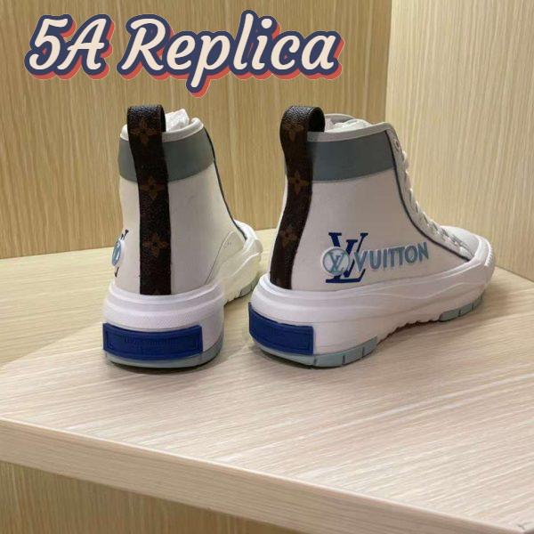 Replica Louis Vuitton Unisex LV Squad Sneaker Boot Blue Canvas Rubber Outsole Circle 7