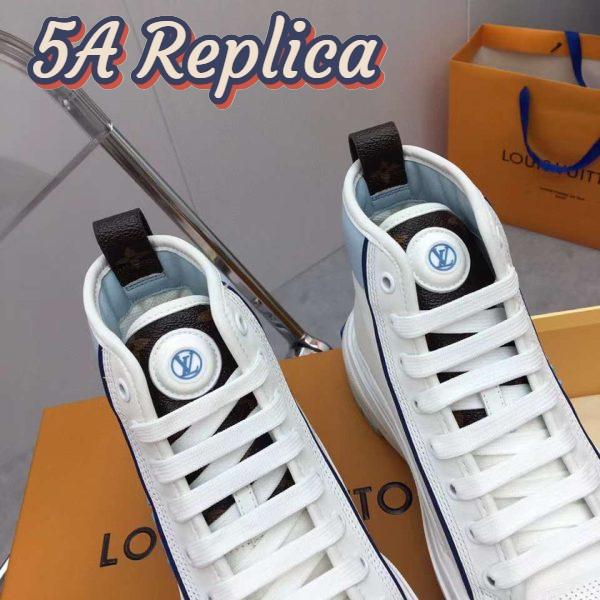 Replica Louis Vuitton Unisex LV Squad Sneaker Boot Blue Canvas Rubber Outsole Circle 11