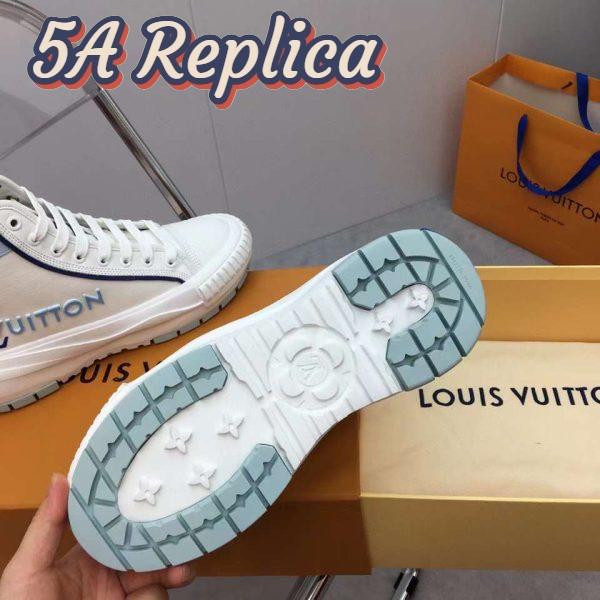 Replica Louis Vuitton Unisex LV Squad Sneaker Boot Blue Canvas Rubber Outsole Circle 14