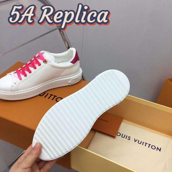 Replica Louis Vuitton Unisex LV Time Out Sneaker Fuchsia Pink Printed Calf Leather Rubber Circle 8
