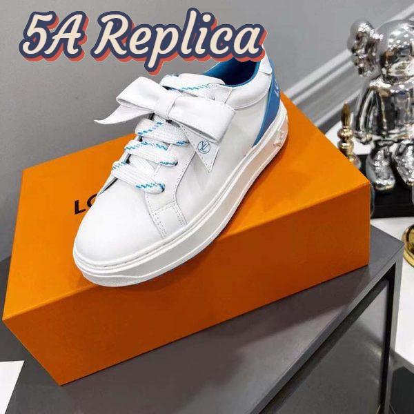 Replica Louis Vuitton Unisex LV Shoes Time Out Sneaker Light Blue Calf Leather Rubber Outsole 3