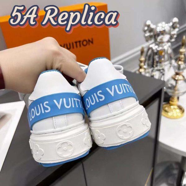 Replica Louis Vuitton Unisex LV Shoes Time Out Sneaker Light Blue Calf Leather Rubber Outsole 9
