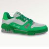 Replica Louis Vuitton Unisex LV Trainer Sneaker Green Epi Calf Leather Rubber Outsole #54