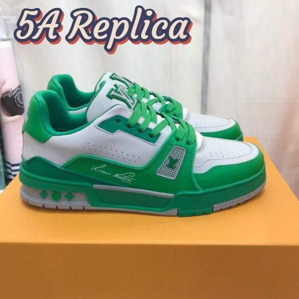 Replica Louis Vuitton Unisex LV Trainer Sneaker Green Epi Calf Leather Rubber Outsole #54 3