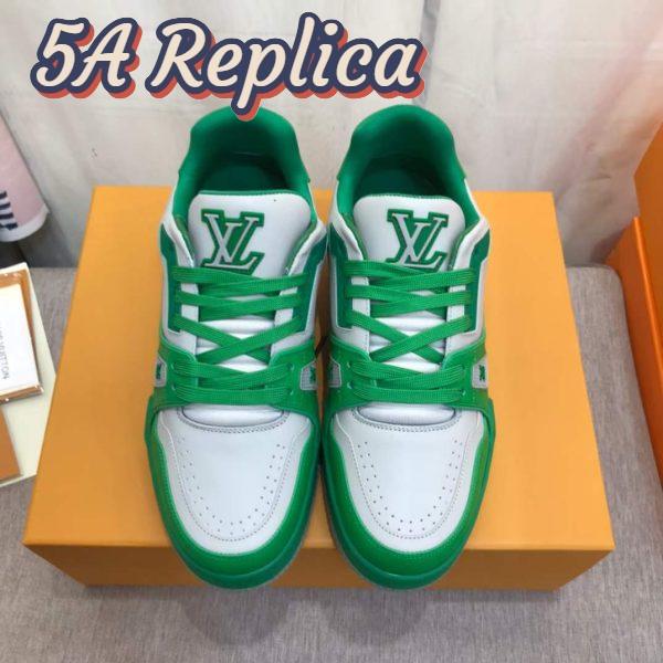 Replica Louis Vuitton Unisex LV Trainer Sneaker Green Epi Calf Leather Rubber Outsole #54 4