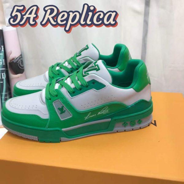Replica Louis Vuitton Unisex LV Trainer Sneaker Green Epi Calf Leather Rubber Outsole #54 6
