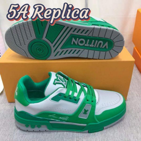 Replica Louis Vuitton Unisex LV Trainer Sneaker Green Epi Calf Leather Rubber Outsole #54 10