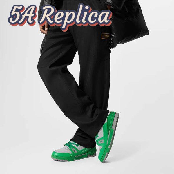 Replica Louis Vuitton Unisex LV Trainer Sneaker Green Epi Calf Leather Rubber Outsole #54 12