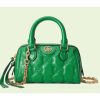 Replica Gucci Women Marmont Leather Mini Bag Bright Green GG Matelassé Leather