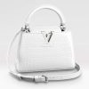 Replica Louis Vuitton LV Women Capucines Mini Handbag White Brilliant Crocodilien Leather
