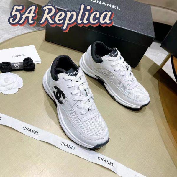 Replica Chanel CC Women Calfskin & Mixed Fibers Sneakers White 1cm Heel 4