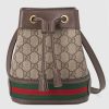 Replica Gucci Women Ophidia Mini GG Bucket Bag Beige and Ebony GG Supreme Canvas
