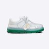 Replica Dior Women Dior-Id Sneaker White Calfskin and Cypress Green Transparent Rubber