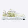 Replica Dior Women Shoes Dior Addict Sneaker French Lime Toile De Jouy Technical Fabric