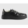 Replica Gucci GG Unisex Gucci Jive Sneaker Black GG Embossed Leather Smooth Leather