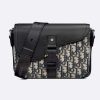 Replica Dior Unisex CD Mini Saddle Bag Strap Beige Black Oblique Jacquard Black Grained Calfskin