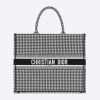 Replica Dior Women Book Tote Black and White Houndstooth Embroidery