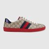 Replica Gucci Men Ace GG Supreme Canvas Sneaker Shoes-Red