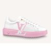 Replica Louis Vuitton LV Unisex Time Out Sneaker Printed Calf Leather 3-D Monogram Flowers-Pink