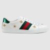 Replica Gucci Men’s Ace Embroidered Sneaker in White Leather with Bees and Stars