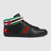 Replica Gucci Unisex Ace Gucci Stripe High-Top Sneaker in 5.1 cm Height-Black