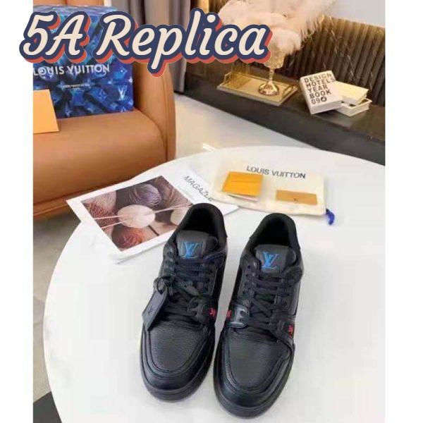 Replica Louis Vuitton LV Unisex LV Trainer Sneaker Black Grained Calf Leather Rubber Outsole 5