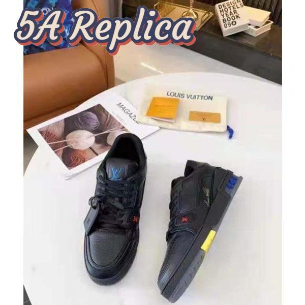 Replica Louis Vuitton LV Unisex LV Trainer Sneaker Black Grained Calf Leather Rubber Outsole 6