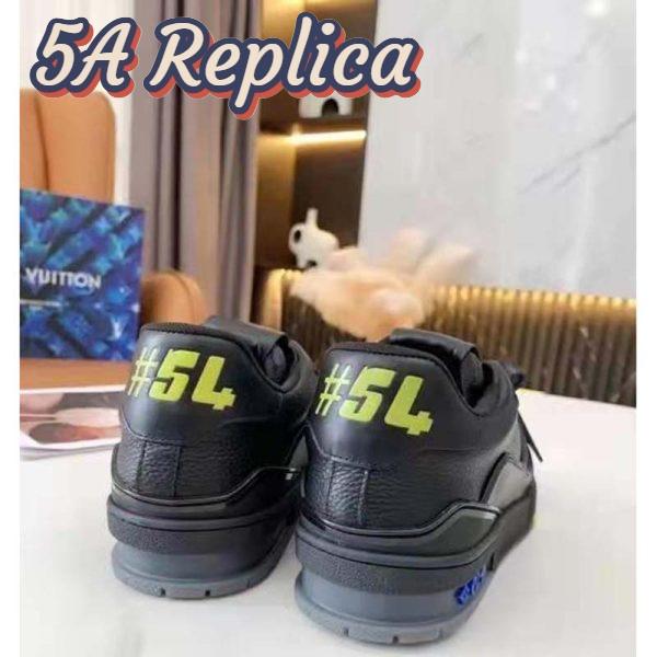 Replica Louis Vuitton LV Unisex LV Trainer Sneaker Black Grained Calf Leather Rubber Outsole 7