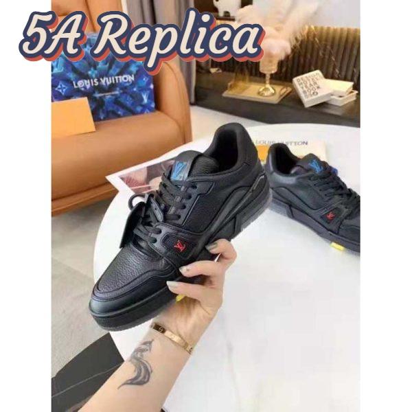 Replica Louis Vuitton LV Unisex LV Trainer Sneaker Black Grained Calf Leather Rubber Outsole 8