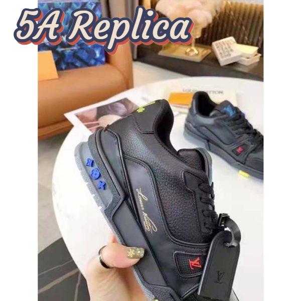 Replica Louis Vuitton LV Unisex LV Trainer Sneaker Black Grained Calf Leather Rubber Outsole 11