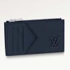 Replica Louis Vuitton LV Unisex Coin Card Holder Black Cowhide Leather 4 Card Slots