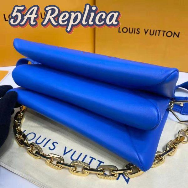 Replica Louis Vuitton LV Unisex Cruissin PM Handbag Blue Red Monogram Embossed Puffy Lambskin 9