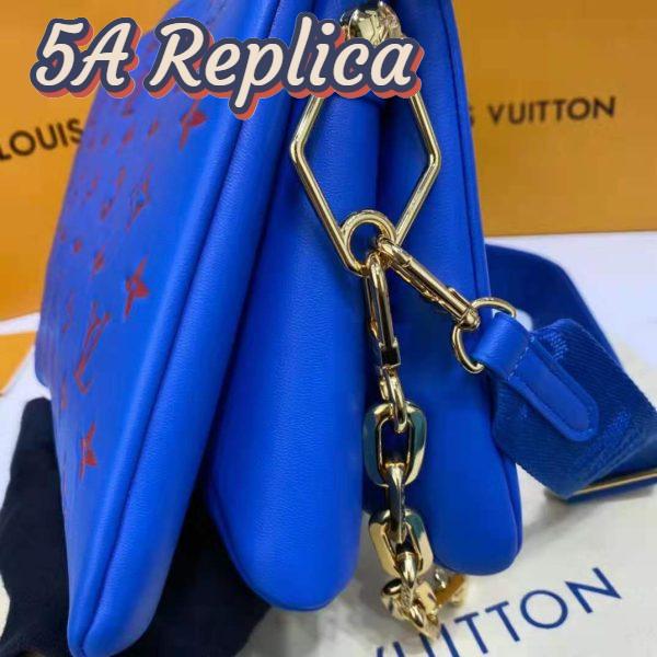 Replica Louis Vuitton LV Unisex Cruissin PM Handbag Blue Red Monogram Embossed Puffy Lambskin 10