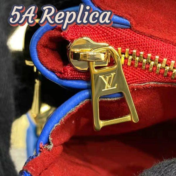 Replica Louis Vuitton LV Unisex Cruissin PM Handbag Blue Red Monogram Embossed Puffy Lambskin 15