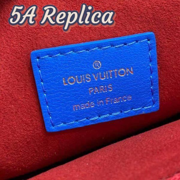 Replica Louis Vuitton LV Unisex Cruissin PM Handbag Blue Red Monogram Embossed Puffy Lambskin 16