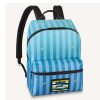 Replica Louis Vuitton LV Unisex Discovery Backpack Gradient Blue Damier Stripes Coated Canvas