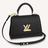 Replica Louis Vuitton LV Unisex Twist One Handle PM Handbag Black Taurillon Leather