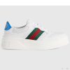Replica Gucci Unisex Sneaker Web White Leather Green Red Web Lace Up Flat