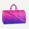 Replica Louis Vuitton LV Unisex Keepall 50B Blue Pink Taurillon Cowhide Leather